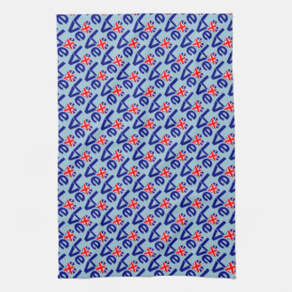 Linge De Cuisine British Blue AMOUR Carreaux UK Drapeau Cœur