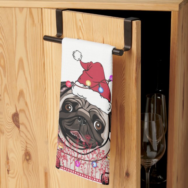 Linge De Cuisine British Bull Dog cadeau de Noël personnalisé (Pliage en tiers)