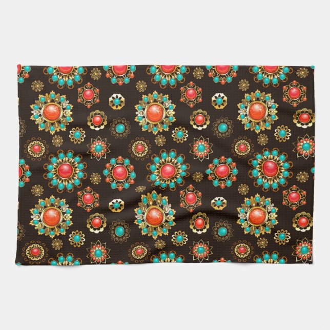 Linge De Cuisine Broches ethniques motif sans couture (Horizontal)