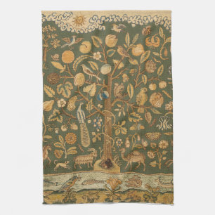 Linge De Cuisine Broderie Anglaise Ancienne Arbre de Vie et Licorne