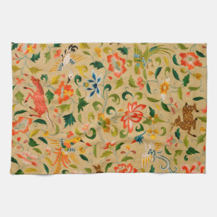 Linge De Cuisine Broderie animale vintage en crewel : Tapisserie an