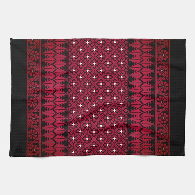 Linge De Cuisine Broderie palestinienne Tatreez design imprimé (Horizontal)