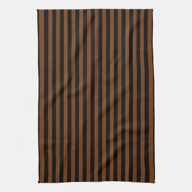 Linge De Cuisine Brown noir rayures Motif sans couleur (Vertical)