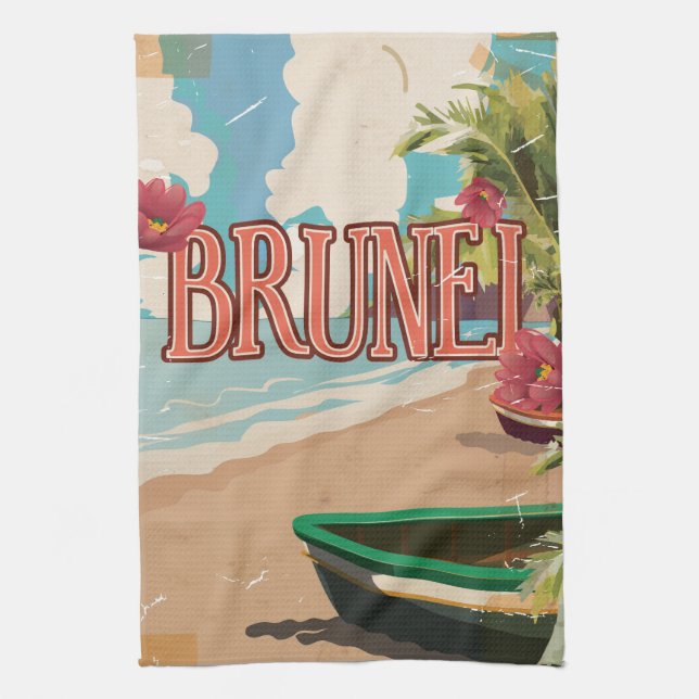 Linge De Cuisine Brunei vintage affiche de voyage. (Vertical)