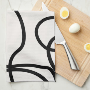 Linge De Cuisine Brush Strokes De Ligne Minimale Moderne Noir Et Bl