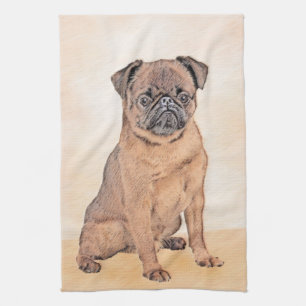 Linge De Cuisine Bruxelles Griffon Smooth Painting Original Chien A