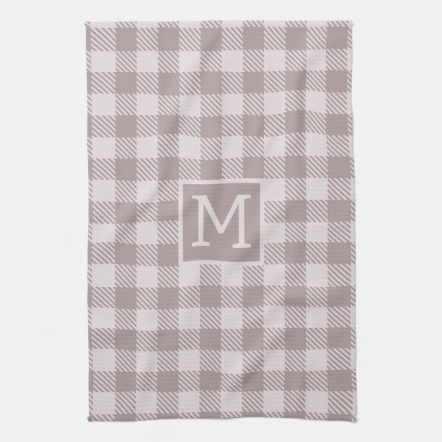 Linge De Cuisine Buffalo Check Plaid En vichy Check Beige Monogramm (Vertical)