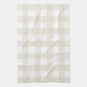 Linge De Cuisine Buffle beige neutre Vérifier Plaid Rustique Ferme