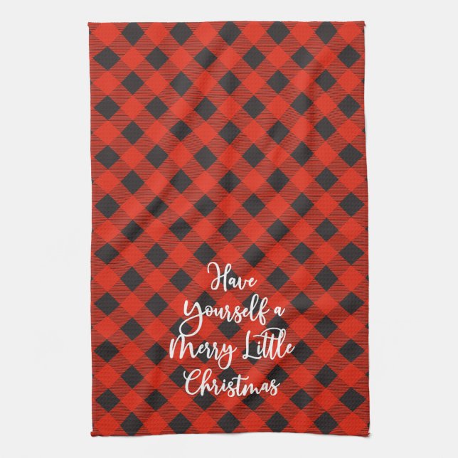 Linge De Cuisine Buffle noir rouge Plaid Joyeux Petit Noël (Vertical)
