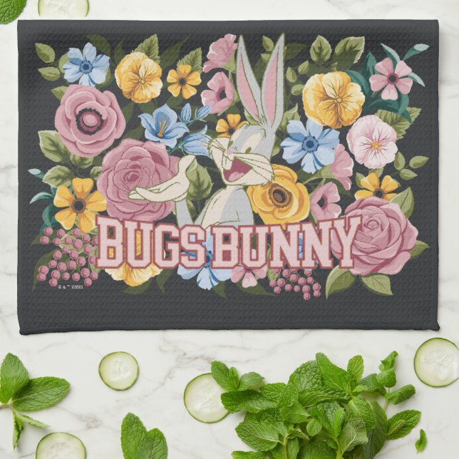 Linge De Cuisine BUGS BUNNY™ Broderie Florale Graphique (Plié)
