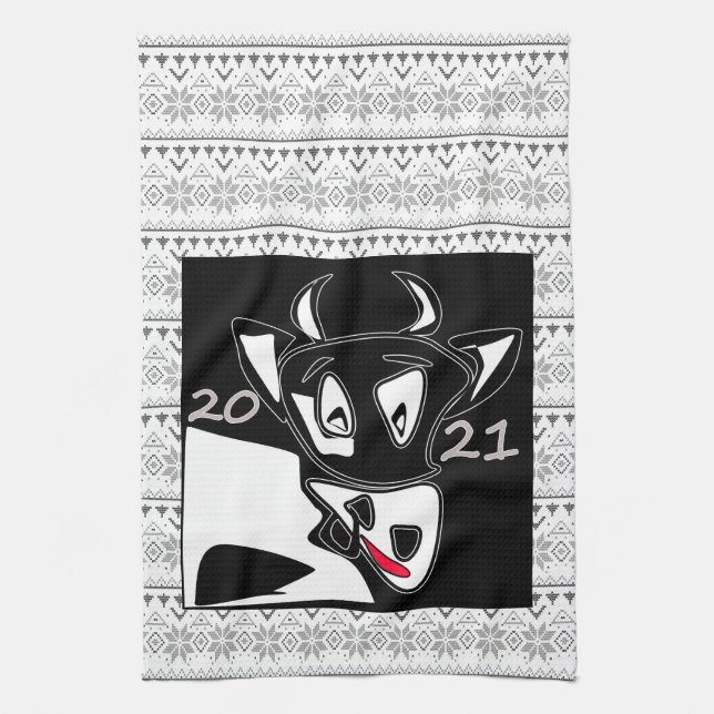 Linge De Cuisine Bull symbole Nouvel An 2021 calendrier chinois noi (Vertical)