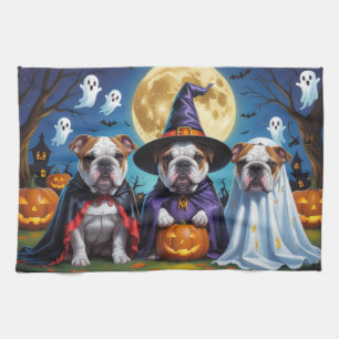 Linge De Cuisine Bulldogs Citrouille Halloween drôle