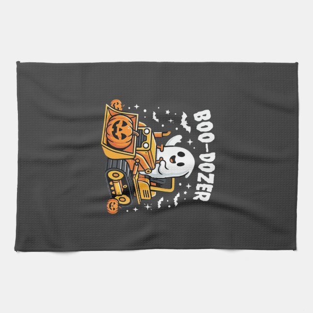 Linge De Cuisine Bulldozer fantôme Halloween Boo Dozer_1 (Horizontal)