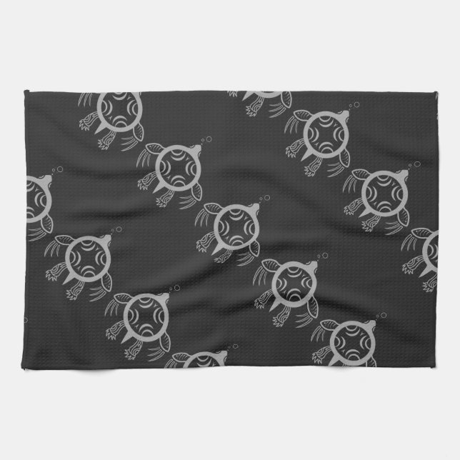 Linge De Cuisine Bulles de tortues marines (Horizontal)