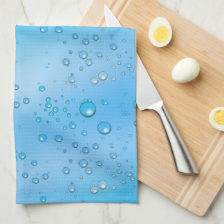 Linge De Cuisine Bulles d'eau bleu Faux
