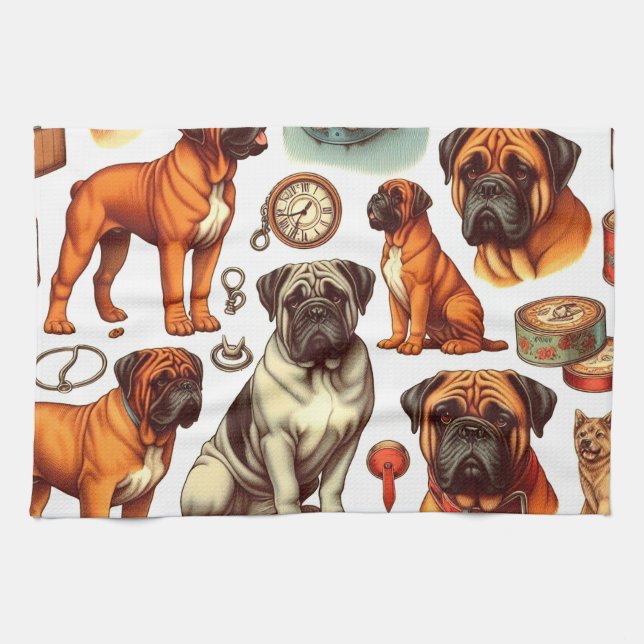 Linge De Cuisine Bullmastiff rétro (Horizontal)