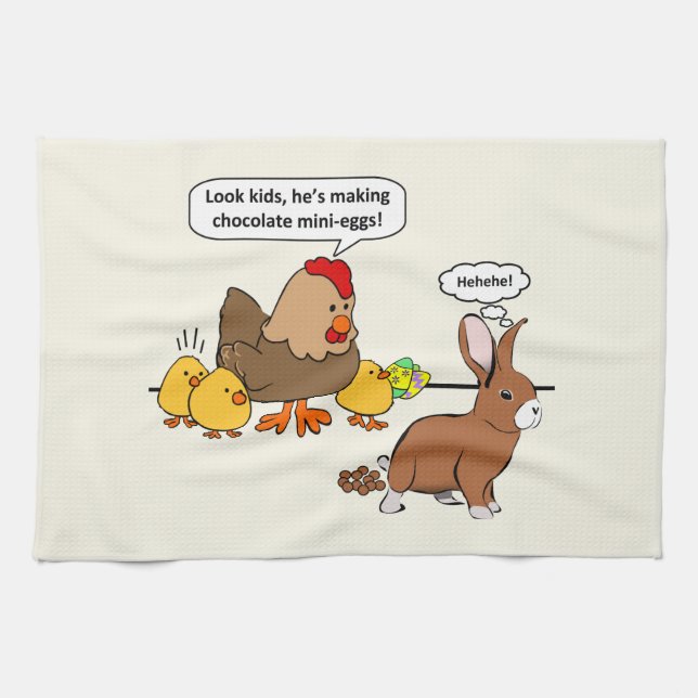 Linge De Cuisine Bunny fait chocolat poop drôle dessin animé (Horizontal)