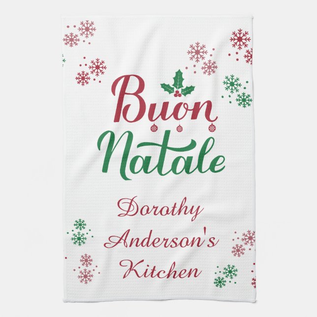 Linge De Cuisine Buon Natale Italian Christmas Kitchen (Vertical)