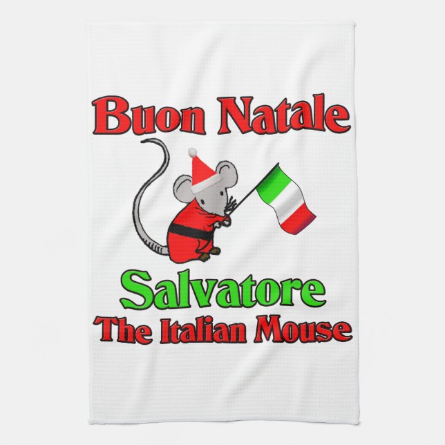 Linge De Cuisine Buon Natale Salvatore la souris italienne (Vertical)