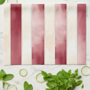 Linge De Cuisine Burgundy Crème rayures