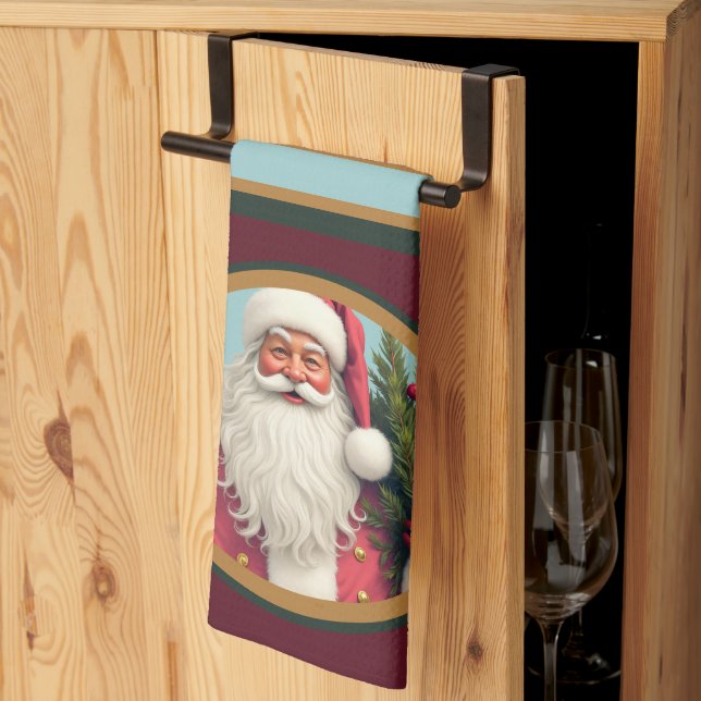 Linge De Cuisine Burgundy dark green and gold (Pliage en tiers)