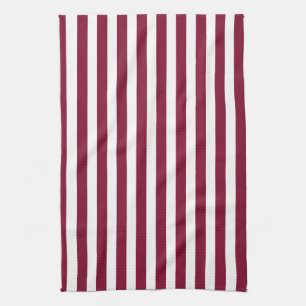 Linge De Cuisine Burgundy et blanc rayures de bonbons