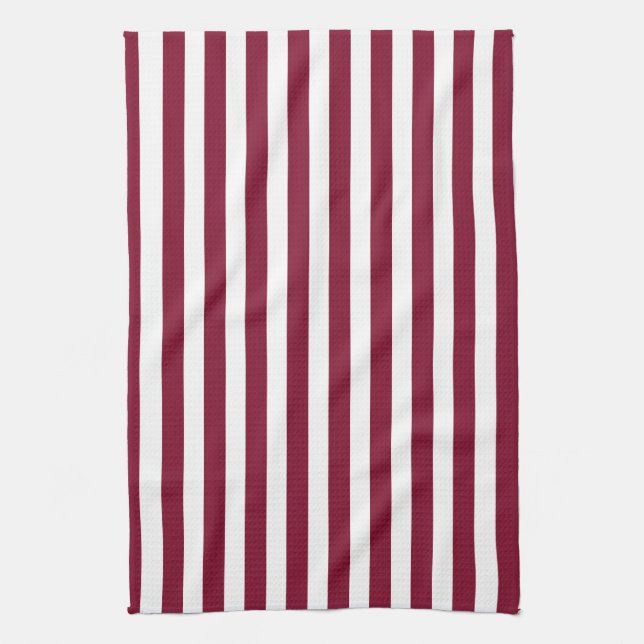 Linge De Cuisine Burgundy et blanc rayures de bonbons (Vertical)