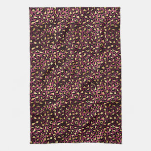 Linge De Cuisine Burgundy et Gold Leopard Series Design 1