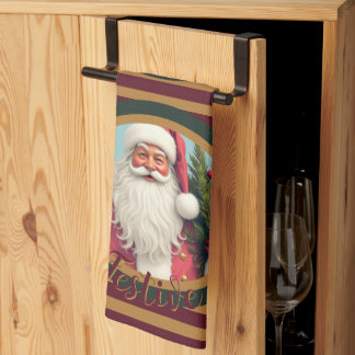 Linge De Cuisine Burgundy gold and dark green