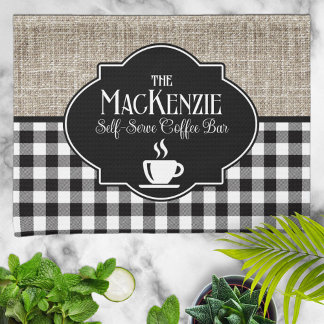 Linge De Cuisine Burlap Black Buffalo Check personnalisé