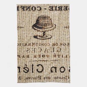 Linge De Cuisine burlap scripts shabby chic country cake
