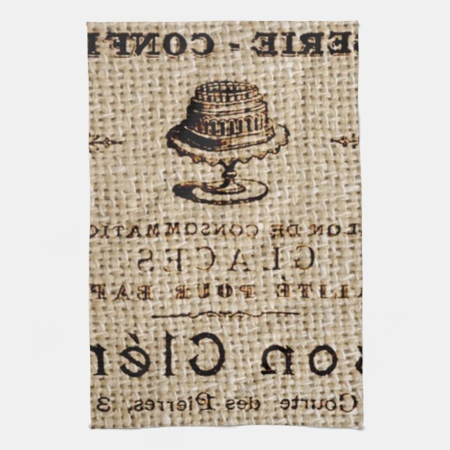 Linge De Cuisine burlap scripts shabby chic country cake (Vertical)