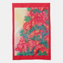 Butin de poinsettia d'aquarelle dans l'arbre de