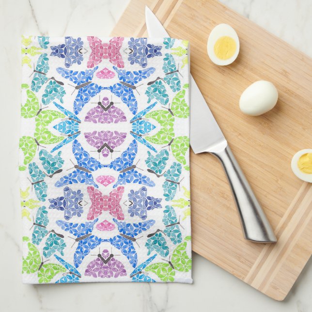 Linge De Cuisine Butterfly Mosaic Kitchen Towels (Quart Plié)