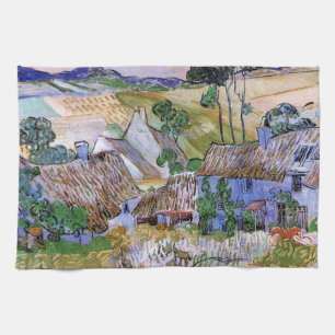 Linge De Cuisine Cabanes à toit de chaume par colline par Vincent v