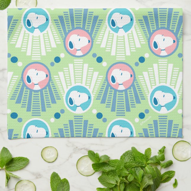 Linge De Cuisine cacahuètes | Snoopy Mint Green Deco Dreams Motif (Plié)