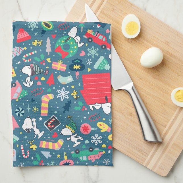 Linge De Cuisine cacahuètes | Snoopy Motif de vacances (Quart Plié)