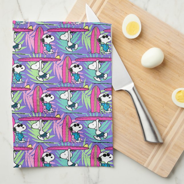 Linge De Cuisine cacahuètes | Snoopy Purple Surf Motif (Quart Plié)