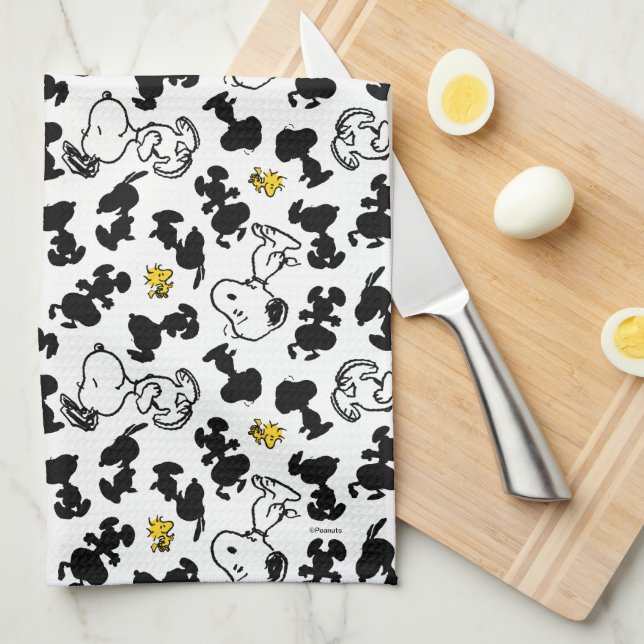 Linge De Cuisine cacahuètes | Snoopy & Woodstock Shadow Motif (Quart Plié)
