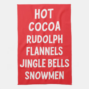 Linge De Cuisine Cacao Chaud Rudolph Flanelle Grelots Père Noël
