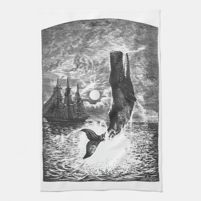 Linge De Cuisine Cachalot faisant une brèche, Animaux de la vie mar (Vertical)
