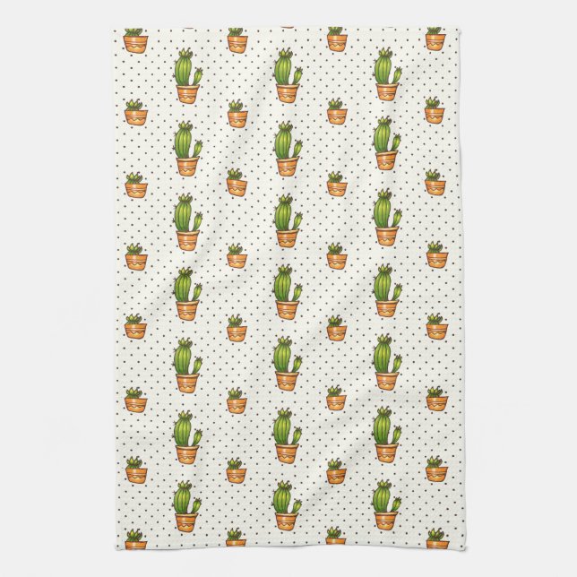 Linge De Cuisine Cactus et motif de point succulent de Polk (Vertical)