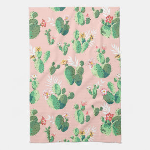 Linge De Cuisine Cactus fleurissant sur la cuisine rose d'arrière -