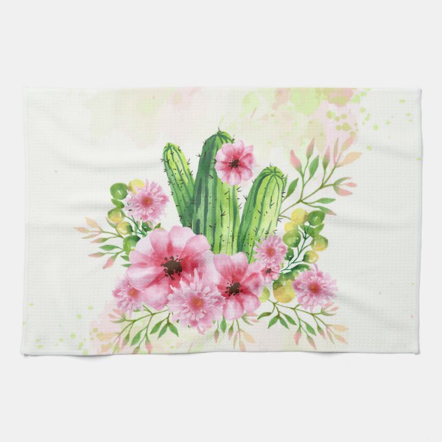 Linge De Cuisine Cactus floral (Horizontal)