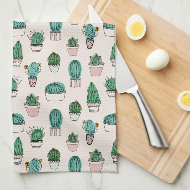 Linge De Cuisine Cactus Motif Succulent (Quart Plié)