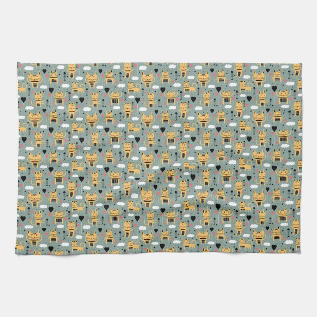 Linge De Cuisine Cadeau de chat | Cute Chat Motif Enfant (Horizontal)