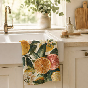 Linge De Cuisine Cadeau de Chauffe Maison Motif Citron Fleuris