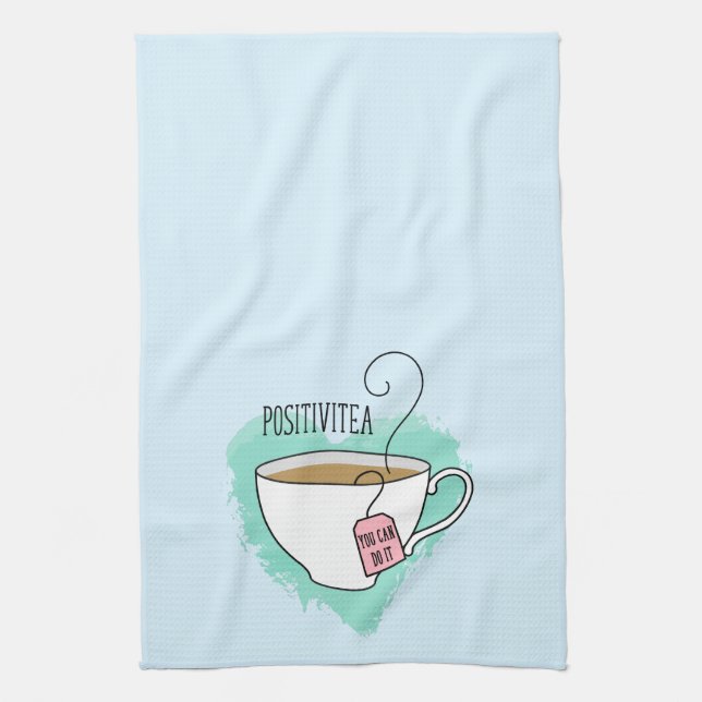 Linge De Cuisine Cadeau de Cute Positivitea pour Amateur de Thé (Vertical)