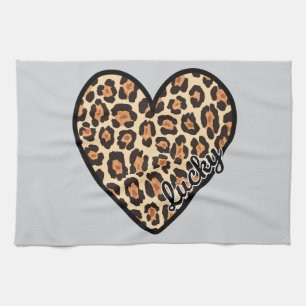 Linge De Cuisine Cadeau de la Saint-Valentin cœur de léopard mignon