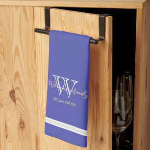 Linge De Cuisine Cadeau de ménage Monogramme Nom de famille Chic Bl